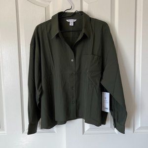 NWT Athleta Size XL Button Up Shirt Green